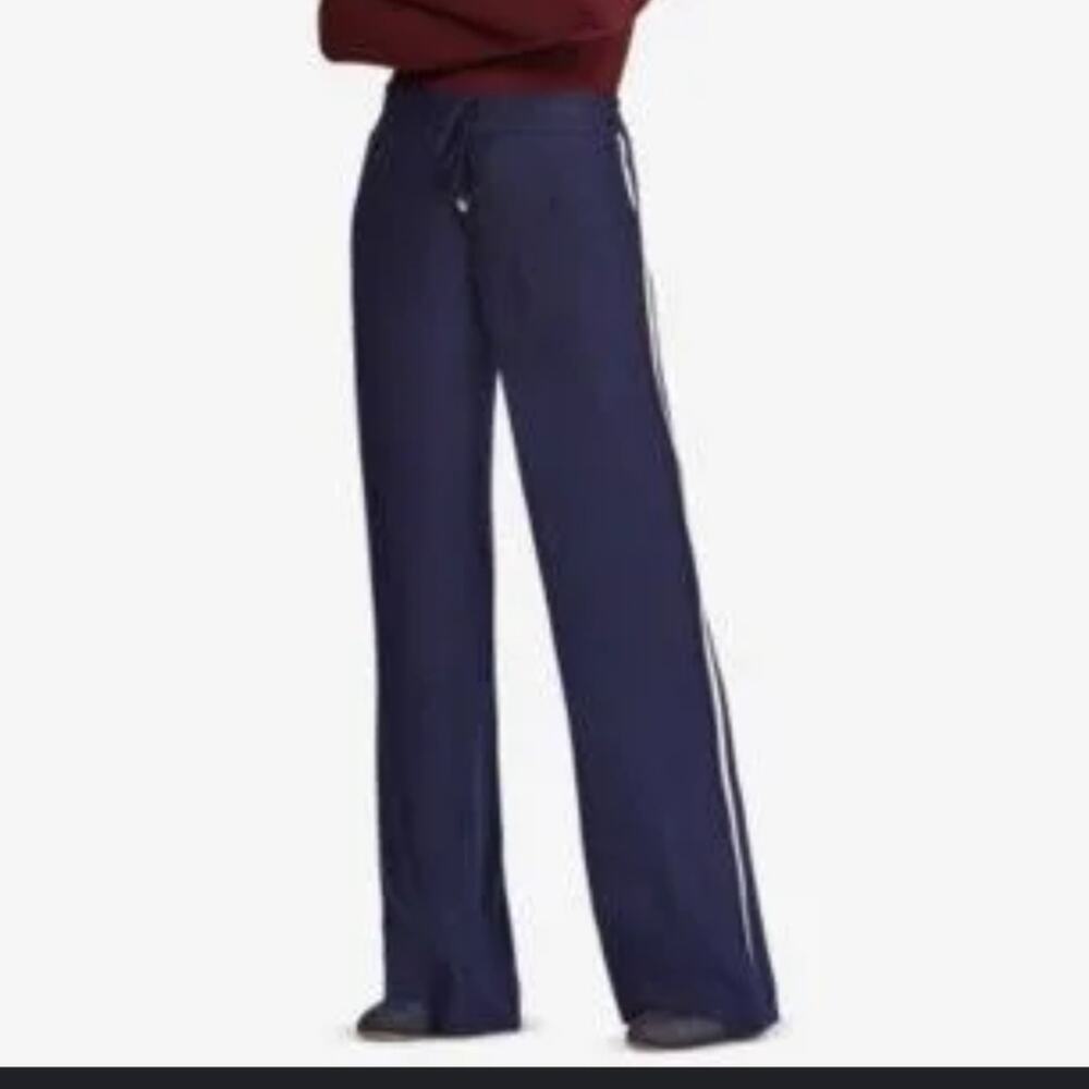 Ralph Lauren Women's Navy Blue side stripe Wide leg pants drawstring nautical 8